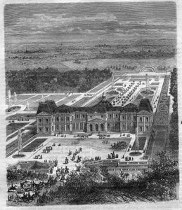 Chateau de Vaux Le Vicomte (Vaux-Le-Vicomte) autorstwa Nicolasa Fouqueta (1615-1680), wicehrabiego de Melun i de Vaux nadinspektora finansów Ludwika XIV. Grawer w „Historii papieży-królów-królowych i cesarzy na przestrzeni wieków” autorstwa Maurice Lachatr autorstwa French School