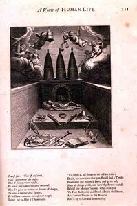 Cherubiny przychodzą, by zabrać ducha, ilustracja z „Widoku na ludzkie życie”, z „Doktryny moralności” Marin Le Roy de Gomberville (1600-74) rycina Daret (rycina) autorstwa French School