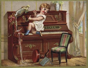 Dziecko grające na pianinie autorstwa French School