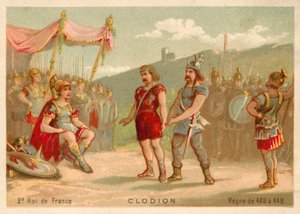 Chlodio, król Franków Salijskich (chromolitho) autorstwa French School