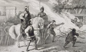 Chlotaire I (497-561) Spala swojego zbuntowanego syna i rodzinę, z „Histoire de France” Colarta, wydanej ok. 1840 r. autorstwa French School