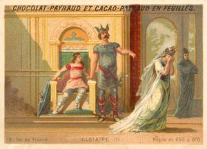 Chlothar III, frankoński król Neustrii i Burgundii (chromolitho) autorstwa French School