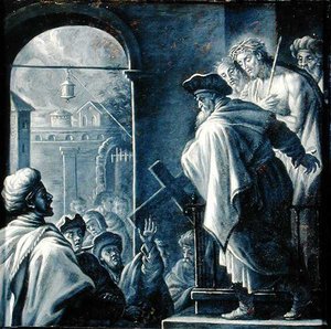 Chrystus przedstawiony ludowi (olej na kamieniu) autorstwa French School