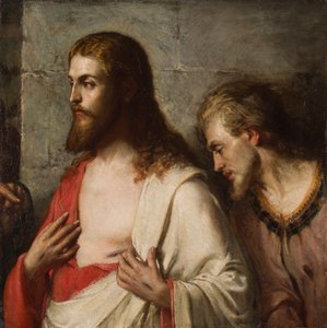 Chrystus i św Tomasz (Fragment) (olej na płótnie) autorstwa French School