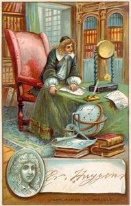 Christiaan Huygens, holenderski matematyk i naukowiec (chromolitho) autorstwa French School