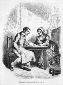 Christophe i Gruba Sylvie, ilustracja z "Le Pere Goriot" Honore de Balzac (1799-1850) autorstwa French School