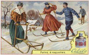 Karta Cibils z jazdą na nartach i sankach autorstwa French School