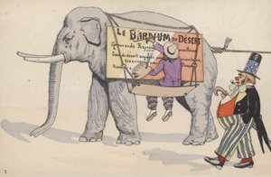 Scena cyrkowa, z zestawu połączonych pocztówek (kolor lito) autorstwa French School