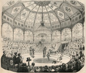 Cirque national des Champs Elysees w XIX wieku - Grawerowanie w „Tableau-de-Paris” autorstwa Edmonda Texiera 1852 autorstwa French School