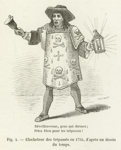 Clocheteur des trepasses w 1755, z ówczesnego rysunku autorstwa French School