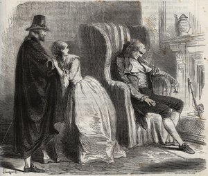 Clotilde Sprengel i Zacharie Bergmann obserwują niemieckiego lekarza Petrusa Schultza śpiącego przed XVIII wiekiem. Grawer z 1871 r. w „Histoire Des Cocuses Celebres” Henry