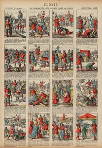 Clovis I i dominacja Franków w Galii (kolorowa rycina) autorstwa French School