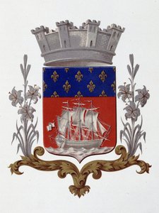 Herb miasta Paryża: Royalty (Ludwik XVIII i Karol X) - Patent listowy z dnia 20 grudnia 1917 - w „”Armorial National de France””, H. Traversier, Paryż autorstwa French School