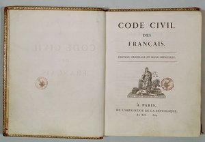 Kodeks cywilny, otwarty na stronie tytułowej, 1804 autorstwa French School