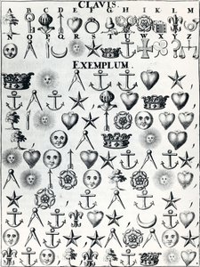 Kodowany język, z Cryptographia, czyli tajnego pisma i prawdziwej korespondencji Johanna Balthasara Friderici, opublikowanego w Hamburgu w 1685 r. autorstwa French School