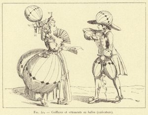 Fryzury i ubrania balonowe (karykatura) (grawerowanie) autorstwa French School