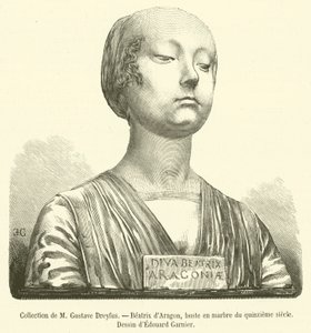 Kolekcja M Gustave Dreyfusa, Beatrycze Aragońskie, marmurowe popiersie z XV w. (rycina) autorstwa French School