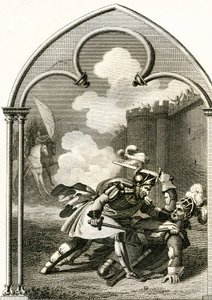 Walka wicehrabiego Turenne i rycerza Aumale (rycina autorstwa French School