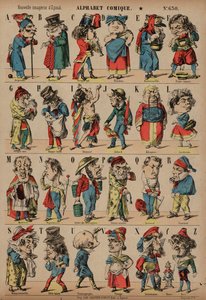 Alfabet komiksowy (kolorowy grawerunek) autorstwa French School