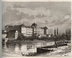 Handel - La Meuse (55), Lotaryngia, Francja - rycina w „La France illustrée: geography, history, Statistics” autorstwa V.A. Malt-Brown. 1884 autorstwa French School