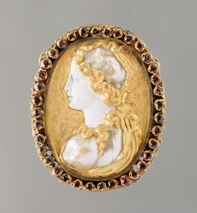 Portret Commesso Prudentii, 1550-60 (złoto, masa perłowa, emalia i rubin) autorstwa French School