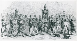 Towarzysze świętującego Tour de France, ok. godz. 1845 (grawerowanie) (zdjęcie czarno-białe) autorstwa French School