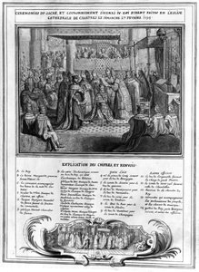 Konsekracja i koronacja Henryka IV (1553-1610) w katedrze w Chartres 27 stycznia 1594, koniec XVI wieku autorstwa French School