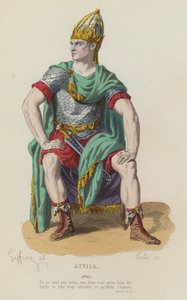 Corneille, Attila, akt I, Sc I (kolorowy grawerunek) autorstwa French School