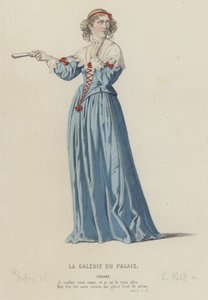 Corneille, La Galerie Du Palais, Akt II, Sc IX (kolorowy grawerunek) autorstwa French School