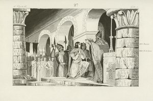 Koronacja Ludwika III i Carlomana na królów zachodniej Francji, 879 autorstwa French School