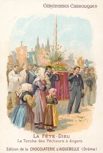 Procesja Bożego Ciała rybaków z Angers, Francja (chromolitho) autorstwa French School