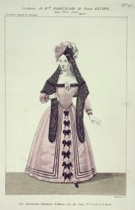 Kostium dla Mademoiselle Dorus w roli Donny Elviry w Don Giovanni, grawerowane przez Maleuvre, drukowane przez Hautecoeur-Martinet autorstwa French School