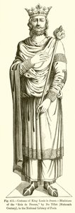 Kostium króla Ludwika le Jeune,-Miniatura Rois de France, autorstwa Du Tillet, XVI w., w Bibliotece Narodowej w Paryżu autorstwa French School