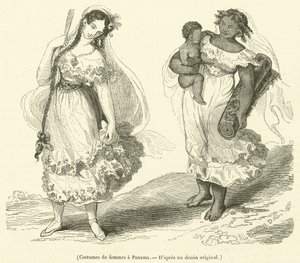 Stroje kobiece w Panamie (grawerunek) autorstwa French School