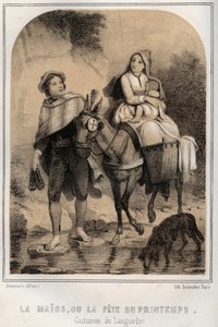 Stroje langwedockie - Majos lub wiosenny festiwal - grawer w „ŹRÓDŁACH MOJEGO WujKA WSPOMNIENIA I RECITTÓW Z PODRÓŻY” MORING MICHEL - Koniec XIX wieku autorstwa French School