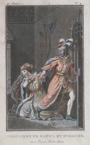 Kostiumy Raoula i Izaura, z opery Raoul Barbe-Bleue, 1790 autorstwa French School