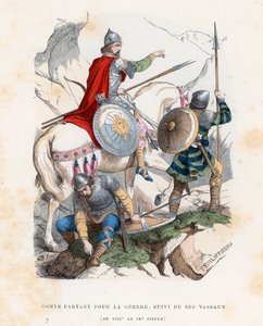 Hrabia wyruszający na wojnę, a za nim jego wasale, VIII-IX w. autorstwa French School