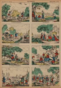 Sceny wiejskie (kolorowy grawerunek) autorstwa French School