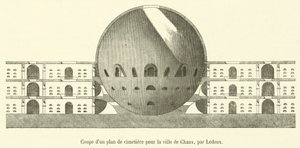 Fragment planu cmentarza dla miasta Chaux (rycina) autorstwa French School