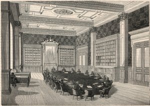 Trybunał Obrachunkowy - biblioteka i sala rady - Grawerowanie w „Tableau-de-Paris” autorstwa Edmonda Texiera 1852 autorstwa French School