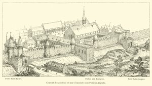 Klasztor jakobinów i mur ogrodzeniowy pod panowaniem Philippe-Auguste autorstwa French School