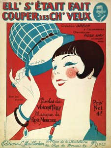 Okładka do partytury muzycznej Obcięła włosy, 1924 autorstwa French School