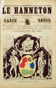 Okładka Le Hanneton, przedstawiająca artystów przed jury na wystawie 1867, 28 marca 1867 autorstwa French School