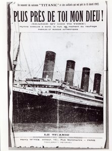 Okładka nuty do hymnu Nearer My God to Thee, śpiewanego przez pasażerów Titanica podczas jego rozbicia i zatonięcia, 1912 autorstwa French School
