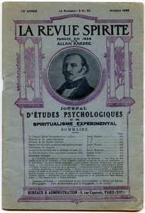 Okładka numeru „La revue spirite”, portret założyciela Allana Kardeca, magazyn z października 1931 autorstwa French School