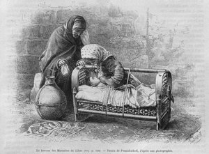 Kolebka maronitów, z dzisiejszej Syrii. Podróżuje po Fenicji, Libanie i Judei. 1875-1880 Louis Charles Emile Lortet, 1884 (bw grawerowanie) autorstwa French School