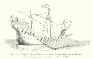 Szkic XVI-wiecznej kuchni, malowany temperą na drzwiach kredensu zachowany w pałacu Doria w Genui (rycina) autorstwa French School