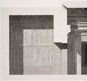 Przekrój Małej Świątyni Południowej, detal, kompleks świątynny Karnak, Teby, Luksor, Egipt autorstwa French School