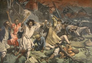 Cyklon na Majotcie, ilustracja z Le Petit Journal: Suplement illustre, 1898 autorstwa French School