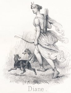 D Diana: Bliźniacza siostra Apolla W niebie była Phebe lub Księżycem, której zadaniem było oświetlanie ziemi W piekle była Hekate i przewodniczyła sądom dusz Na ziemi była Dianą, boginią polowań autorstwa French School